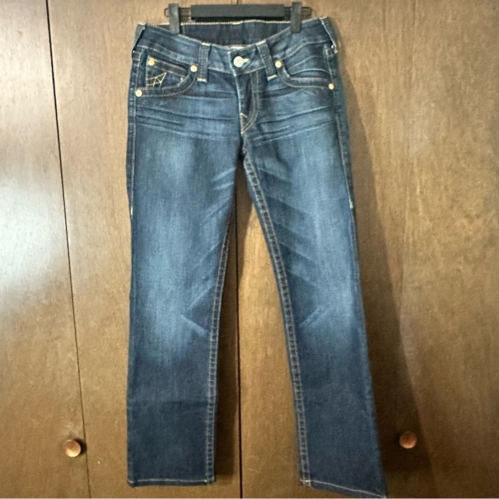 True Religion Women's Indigo Boot Cut Jeans Sz 30 Distressed Western - Picture 2 of 13